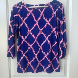 Lilly Pulitzer ALIDA TOP
Santorini Blue Deep Dive Pink
White Small Women’s